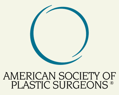 Logo of the American Society of Plastic Surgeons featuring a teal circular design above the organization's name in black text.